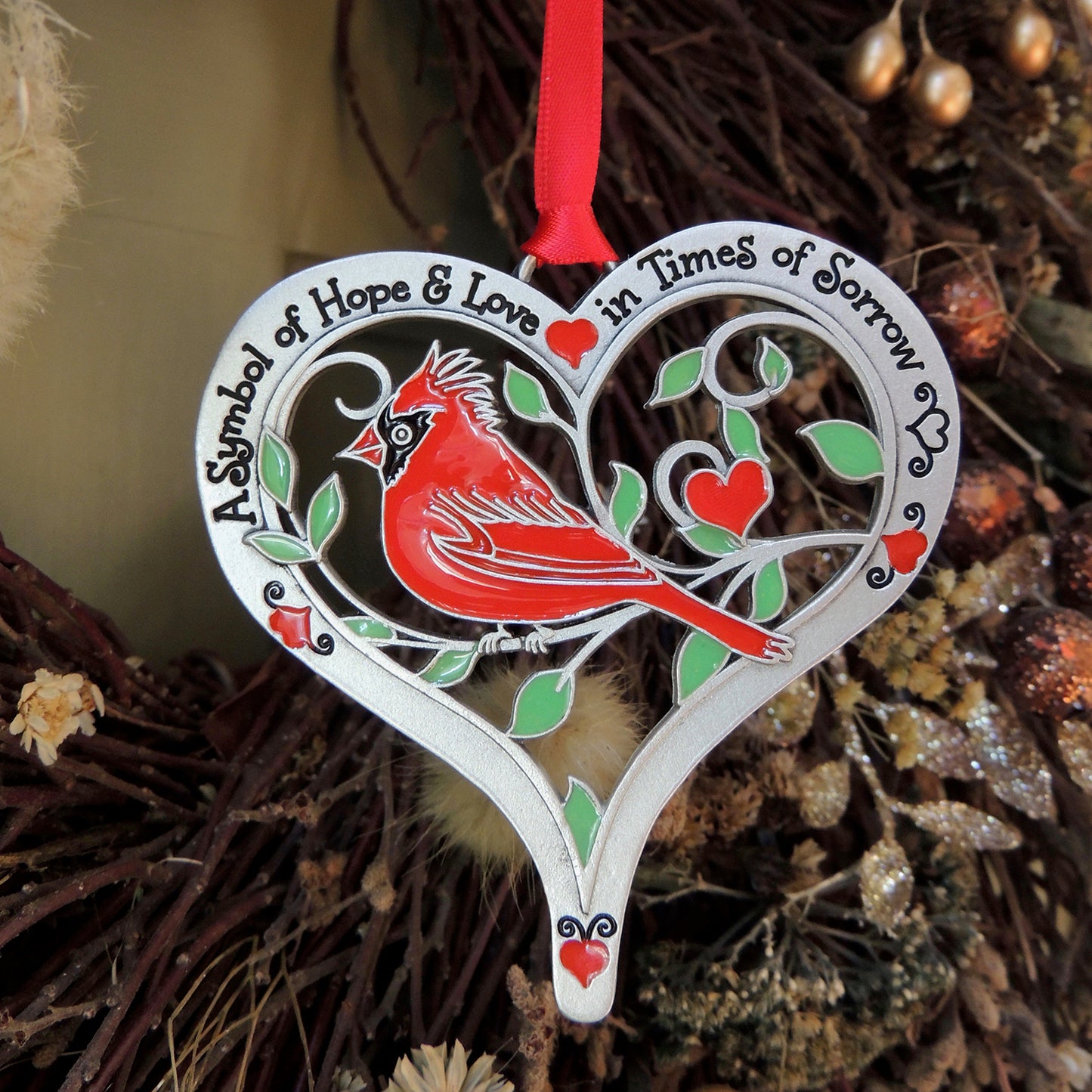 Cardinal Heart Ornament