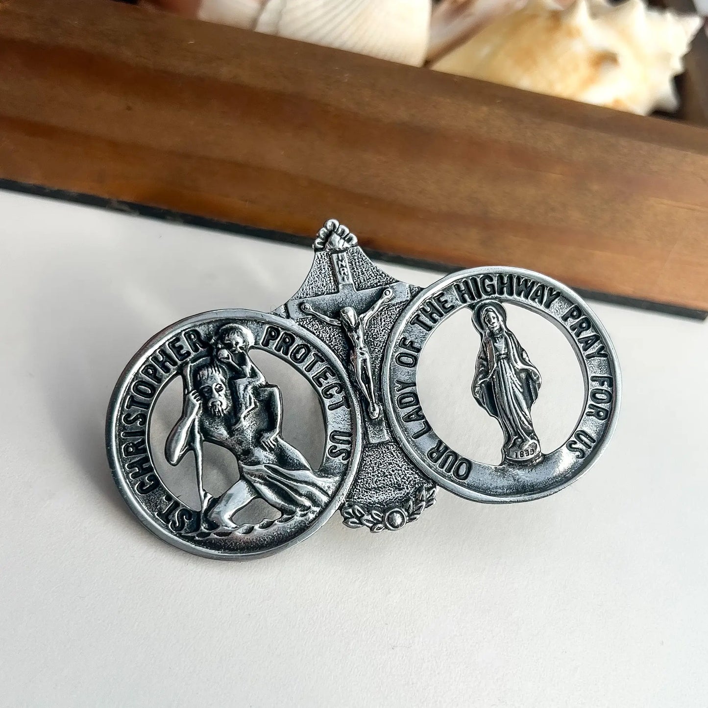 St. Christopher & Our Lady of the Highway Visor Clip