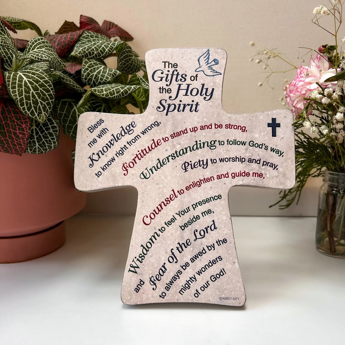Gifts of the Holy Spirit Cross Plaque