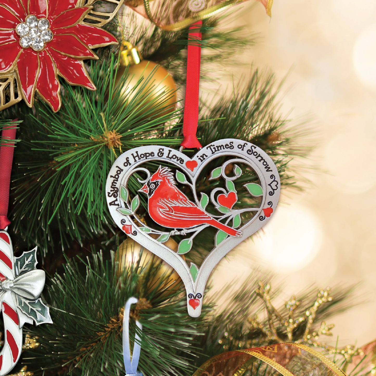 Cardinal Heart Ornament