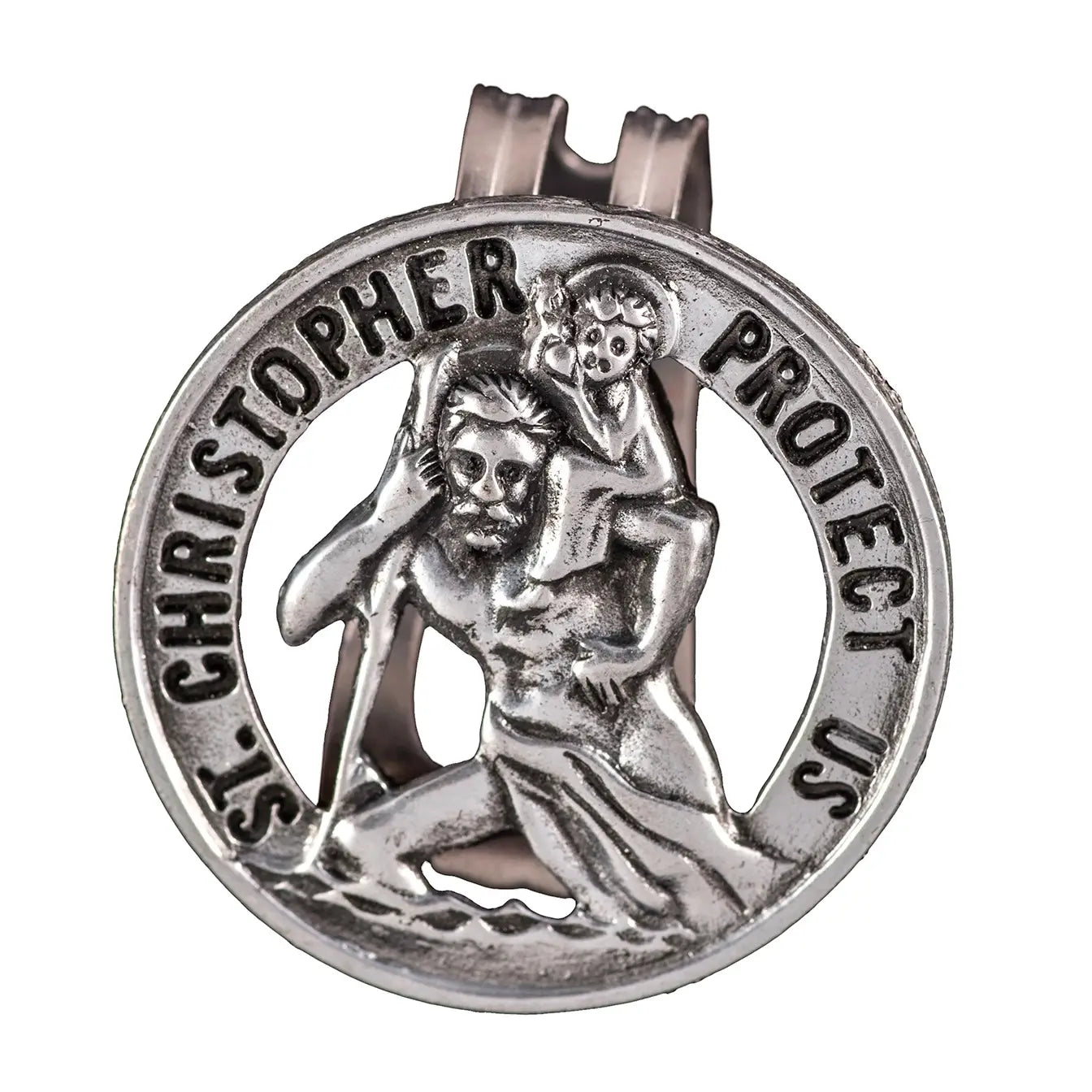 St. Christopher Protect Us Cutout Visor Clip