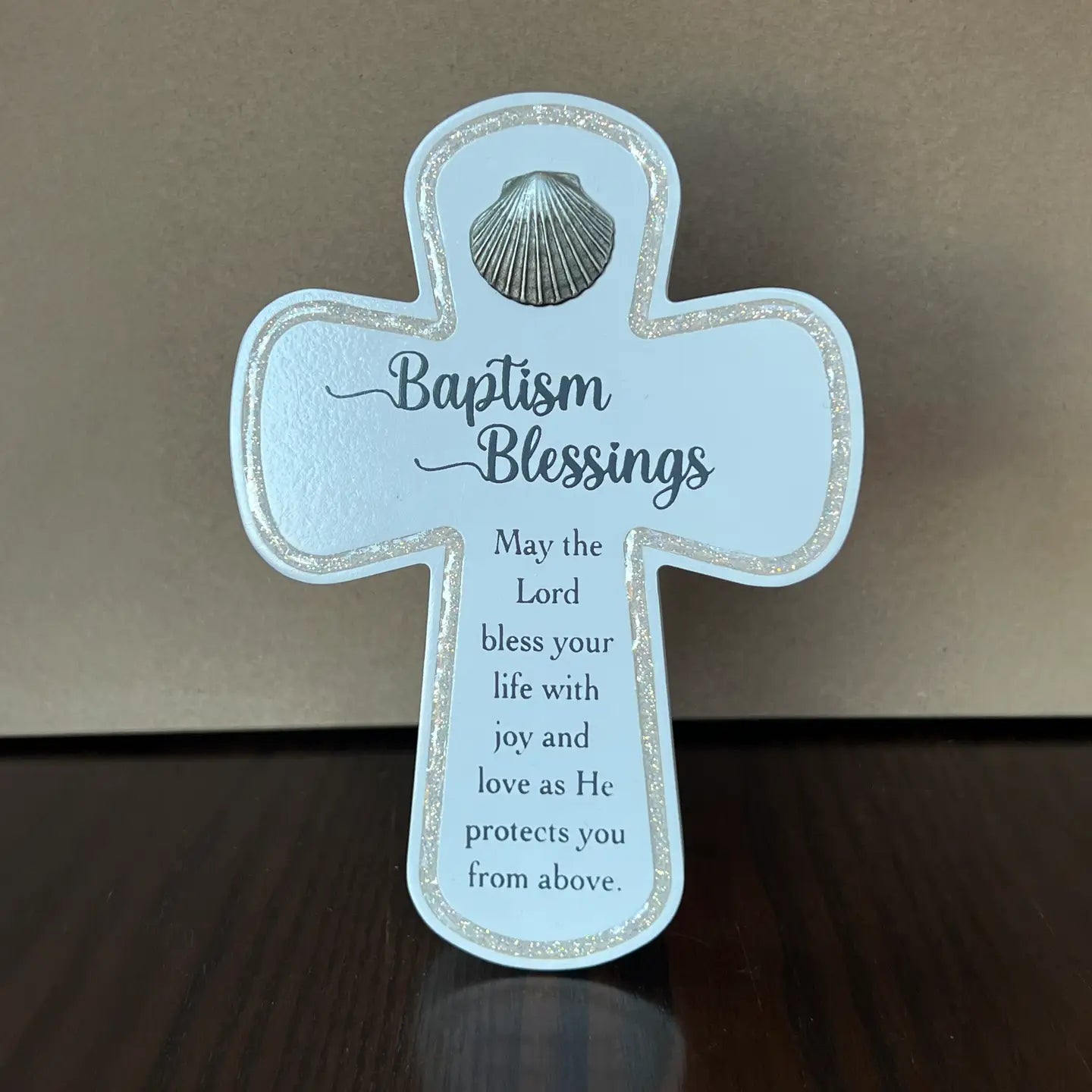 Baptism Blessings Glitter Standing Cross