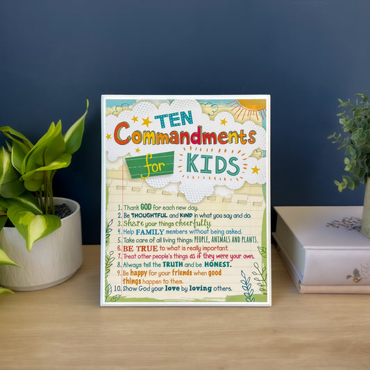 Ten Commandments for Kids Plaque