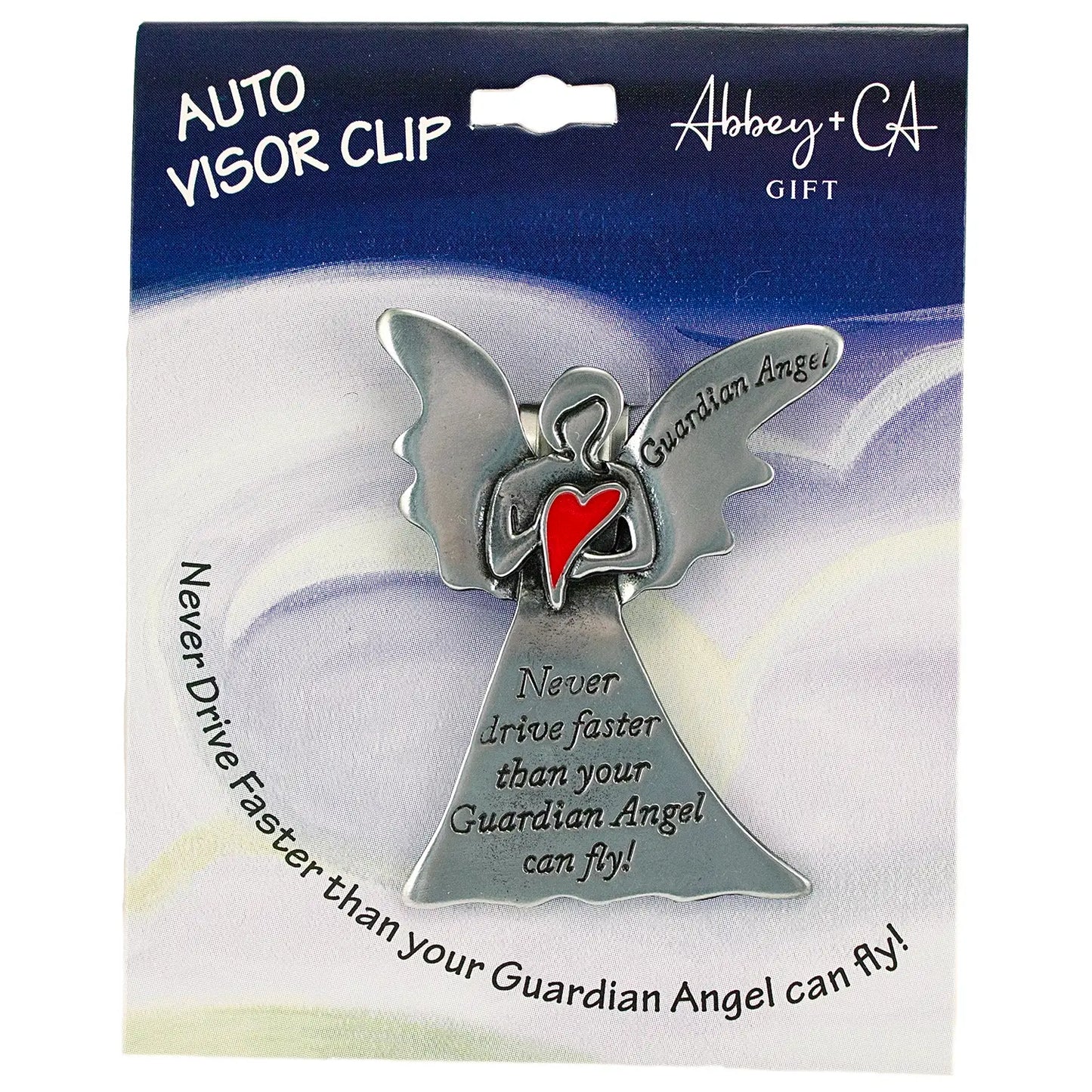 Guardian Angel Red Heart Visor Clip