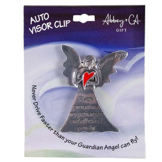 Guardian Angel Red Heart Visor Clip