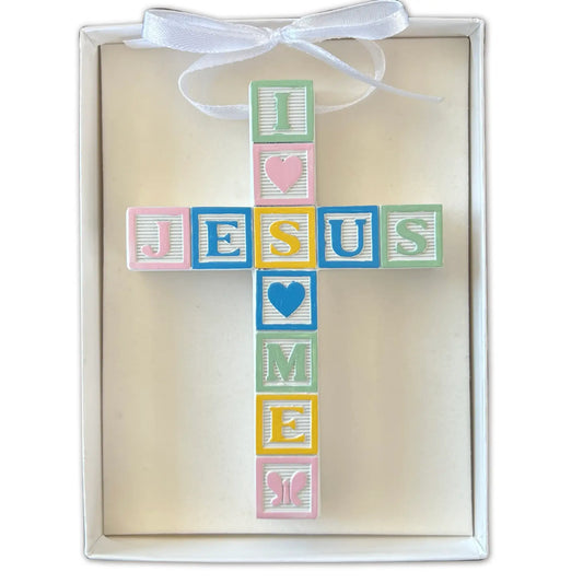 Jesus Loves Me Baby Block Crib Cross