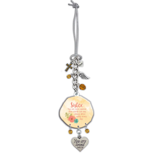 Sister You Are Loved Car Charm