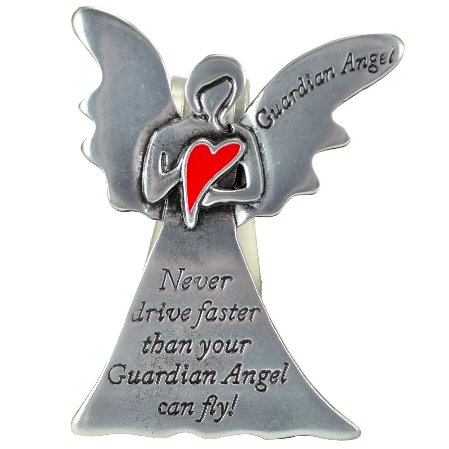 Guardian Angel Red Heart Visor Clip