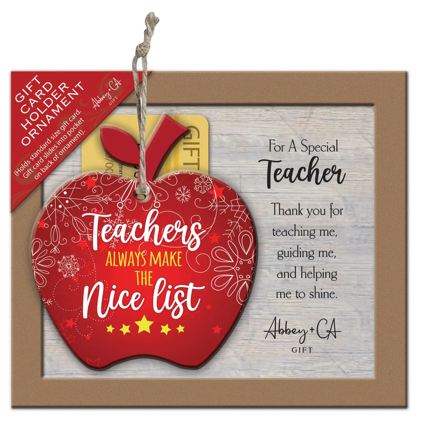 Teacher Gift Card Holder Apple Ornament