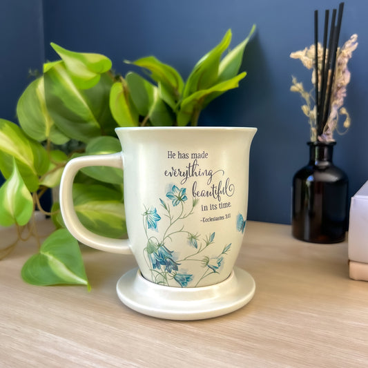 Aqua Butterfly Floral Mug & Coaster Set