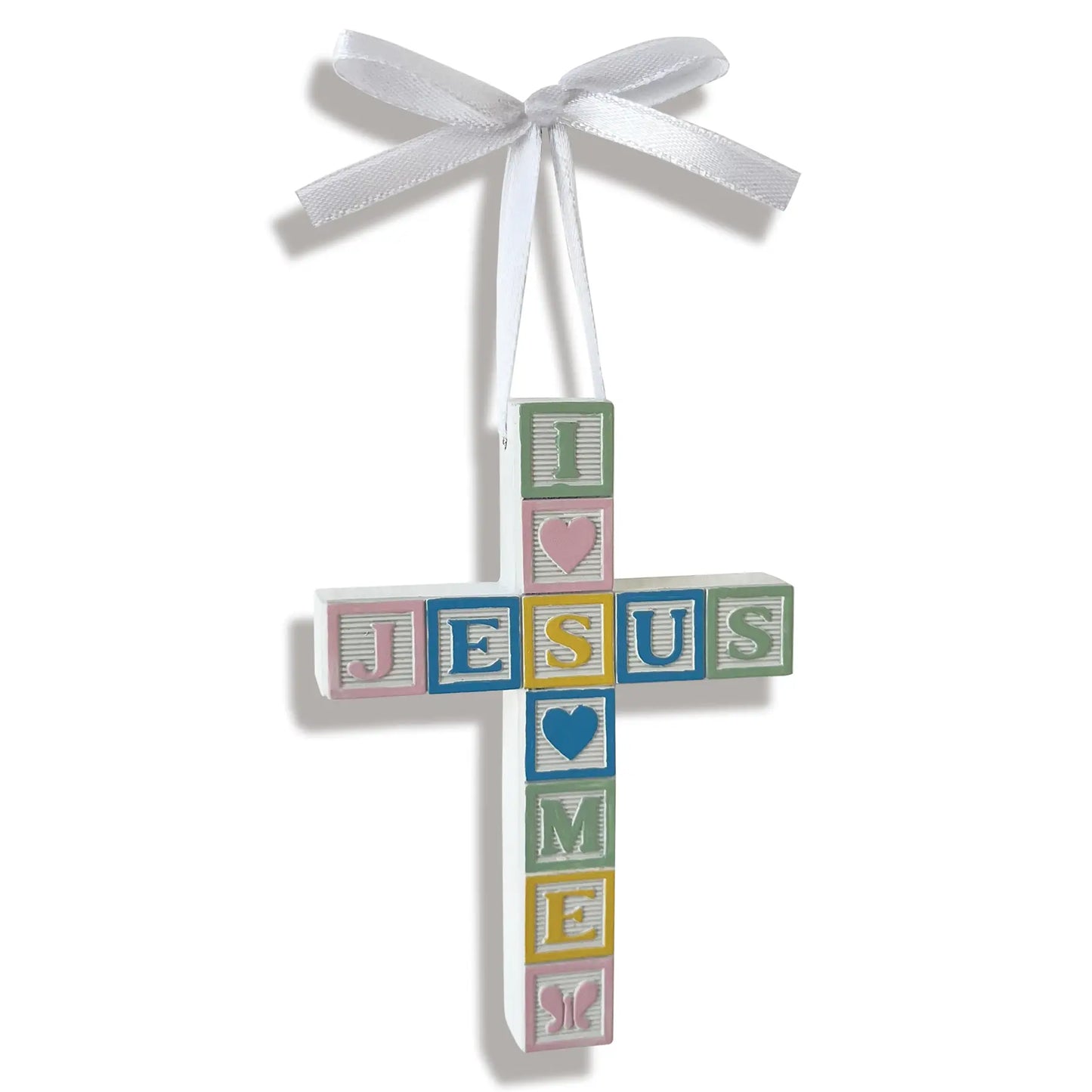 Jesus Loves Me Baby Block Crib Cross