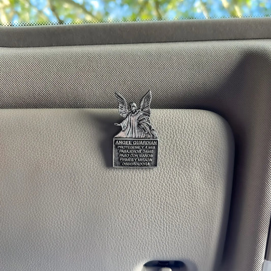 Spanish Never Drive Faster Guardian Angel Visor Clip