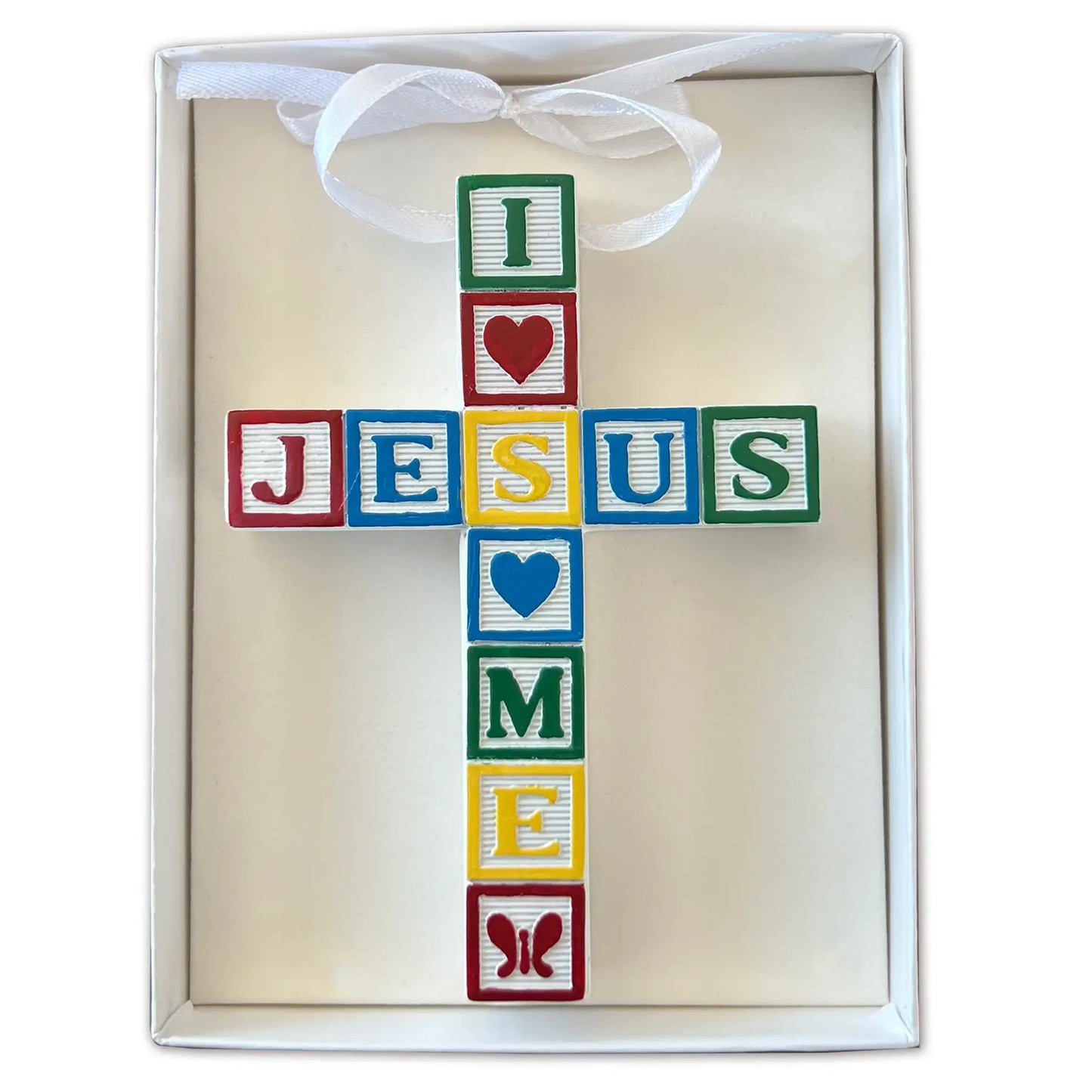 Jesus Loves Me Baby Block Crib Cross