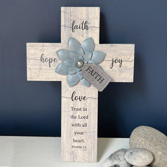 Faith Hope Joy Love Wall Cross