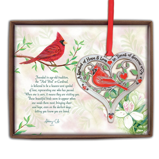 Cardinal Heart Ornament