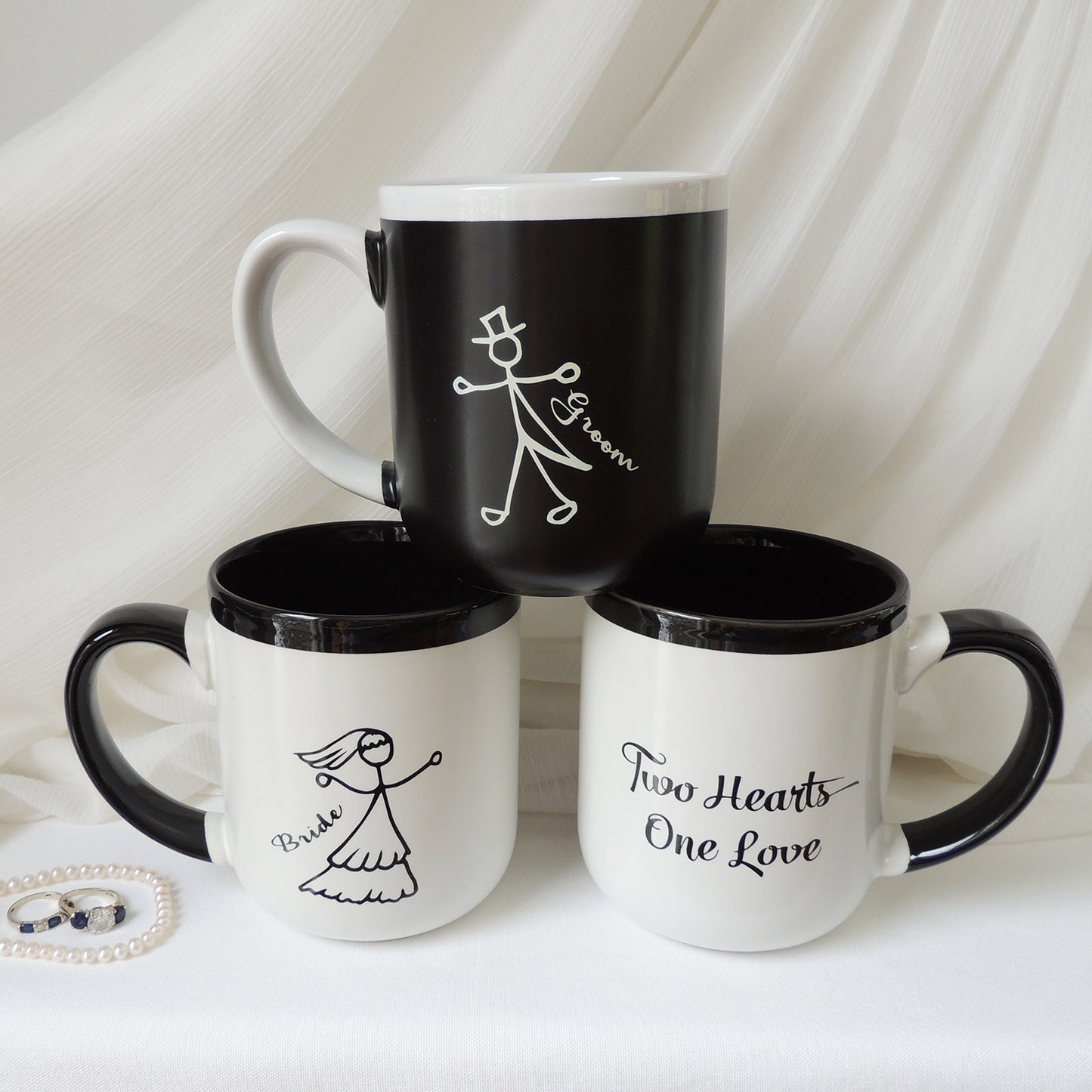 Bride & Groom Contemporary Mug Set