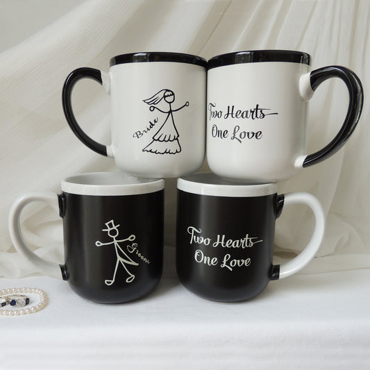 Bride & Groom Contemporary Mug Set