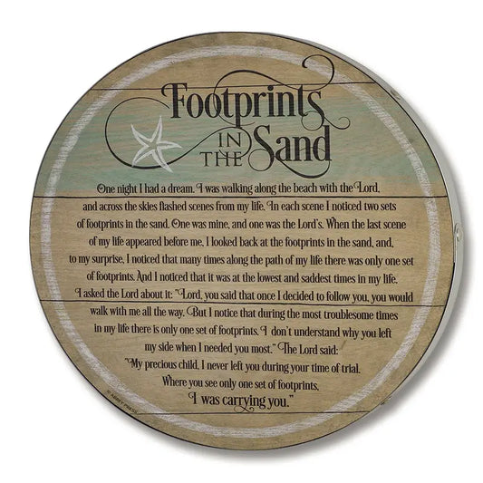 Footprints In The Sand Barrel Plaque