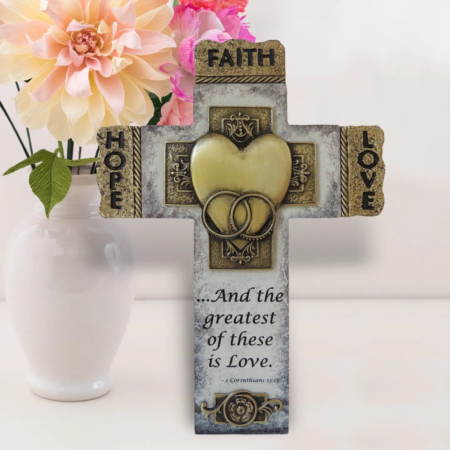 Faith Hope Love Wedding Wall Cross